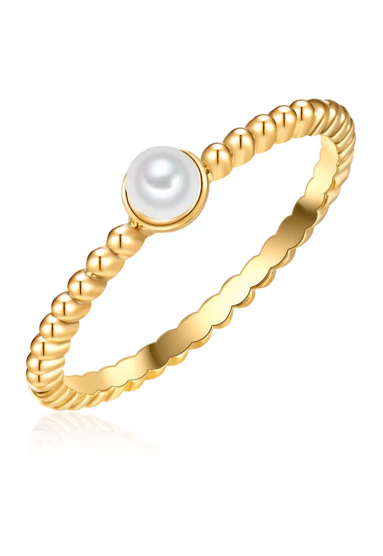 Lulu  Jane Inel placat cu aur de 14K si decorat cu perla - Auriu