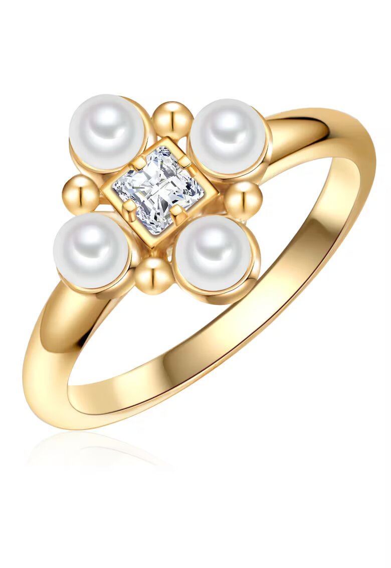 Lulu  Jane Inel placat cu aur de 14K si decorat cu perle