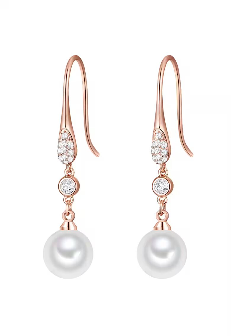 Lulu  Jane Yokoamii - Cercei placati cu aur de 14K si decorati cu perle - Auriu rose