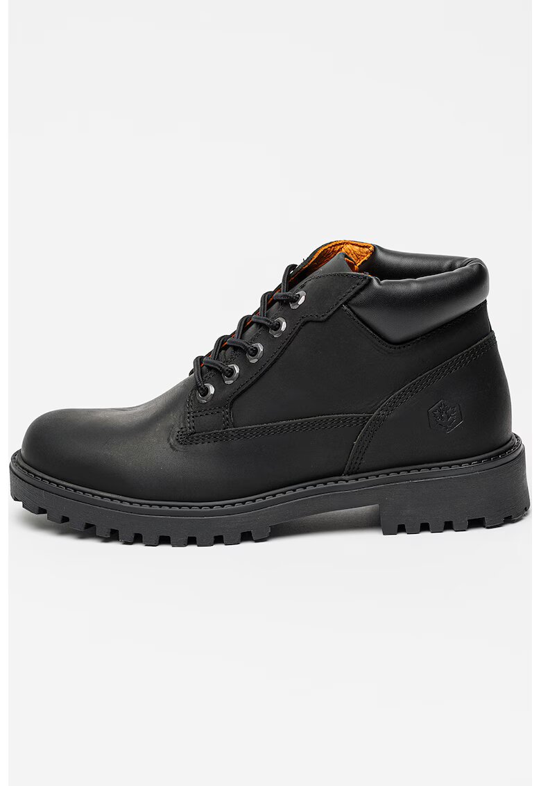 Lumberjack Bocanci de piele cu logo - Negru stins
