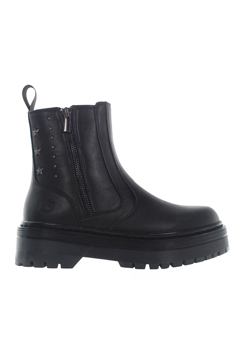 Lumberjack Bocanci de piele ecologica cu aplicatii metalice - Negru