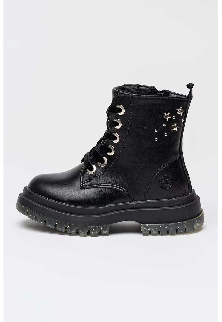 Lumberjack Bocanci de piele ecologica cu aplicatii stea Rising - Negru