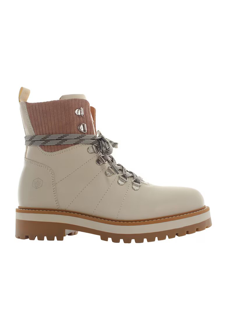 Lumberjack Bocanci din piele cu toc masiv - Crem