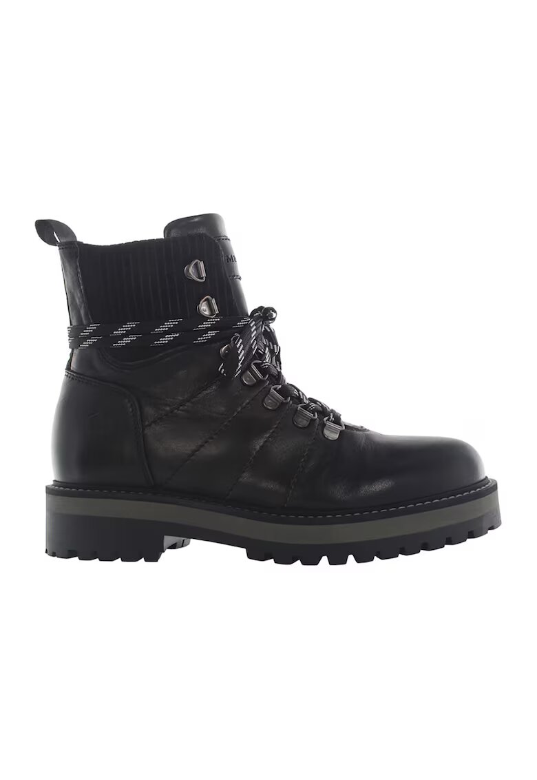 Lumberjack Bocanci din piele cu toc masiv - Negru
