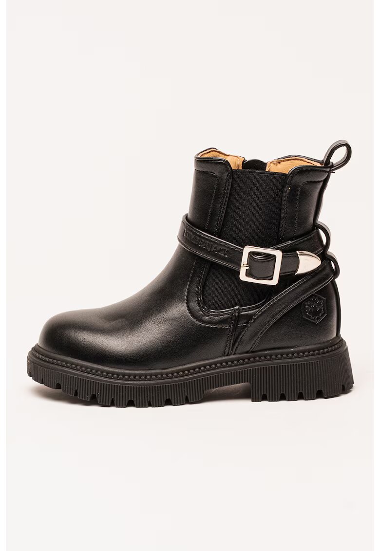 Lumberjack Ghete Chelsea de piele cu detaliu curea - Negru