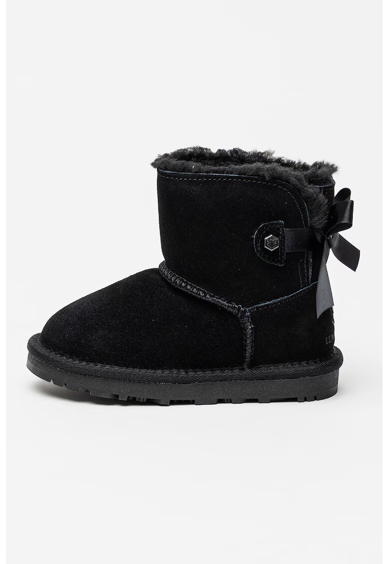 Lumberjack Ghete de piele intoarsa cu funde - fara inchidere - Negru stins