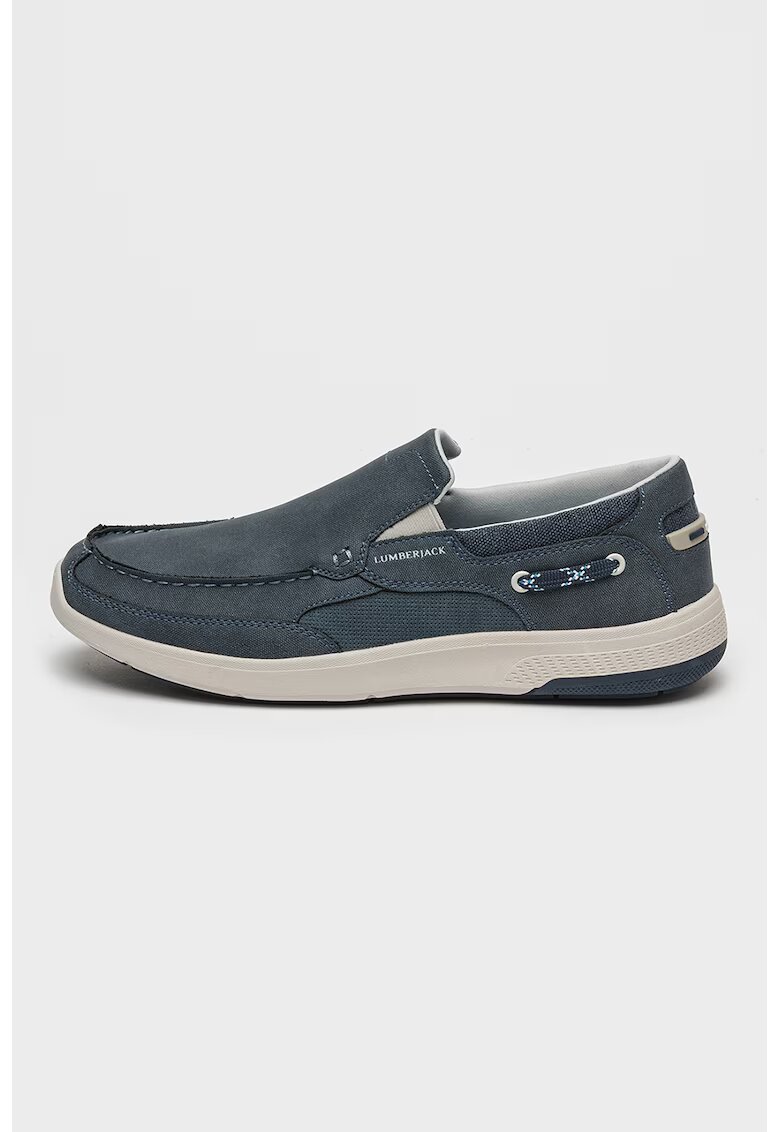 Lumberjack Pantofi loafer de piele ecologica Crero - Gri deschis/Albastru prafuit