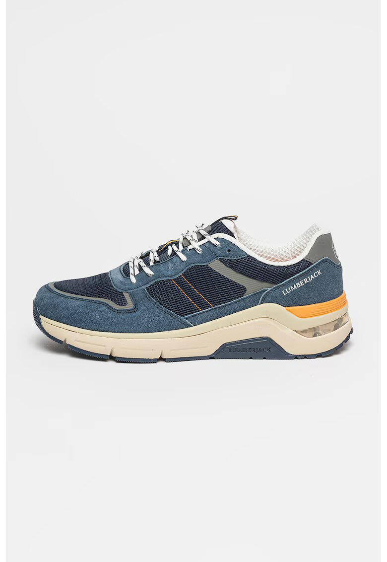 Lumberjack Pantofi sport cu model colorblock si insertii din piele intoarsa - Albastru prafuit/Portocaliu mandarina/Alb optic
