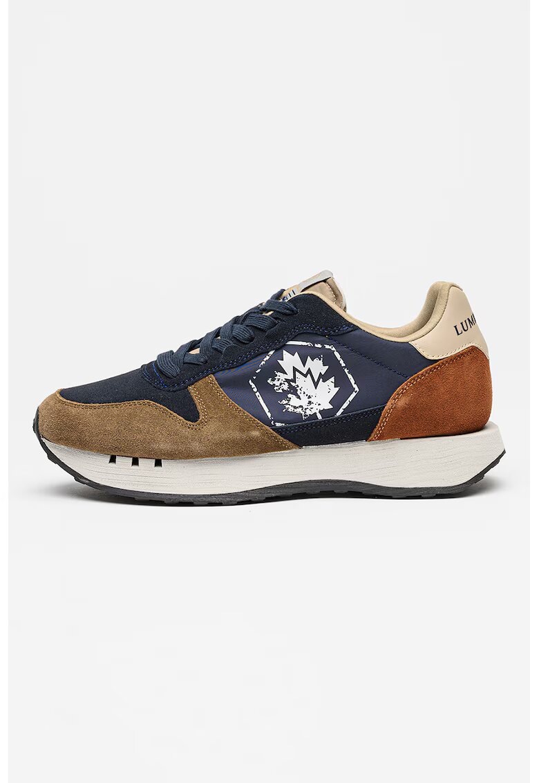 Lumberjack Pantofi sport din piele intoarsa cu imprimeu logo Dust - Maro/Bleumarin