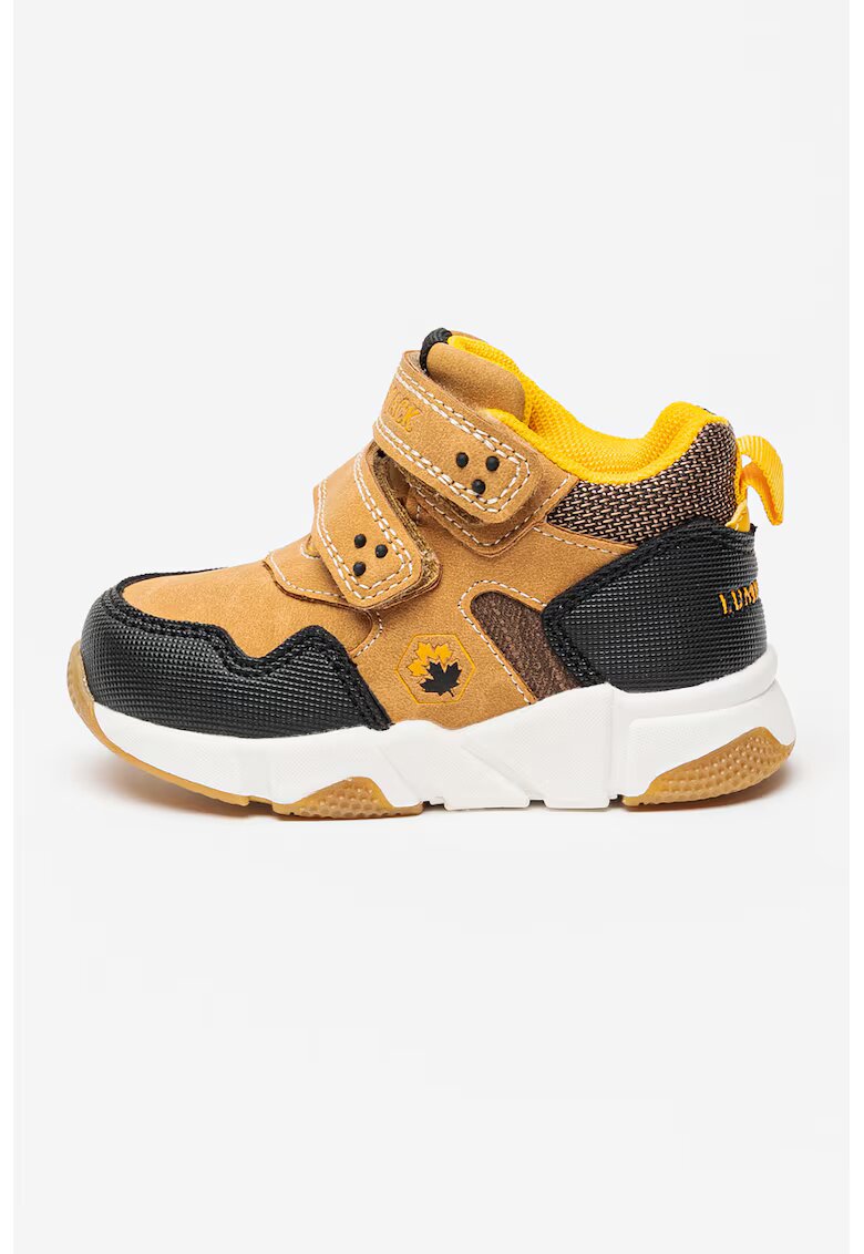 Lumberjack Pantofi sport wedge cu piele intoarsa ecologica si velcro - Maro camel