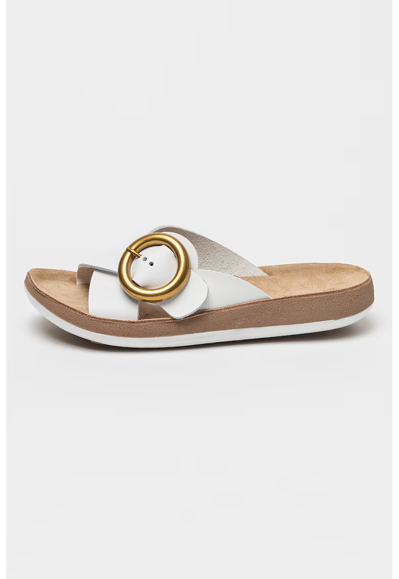 Lumberjack Papuci de piele cu catarama - Maro/Alb optic