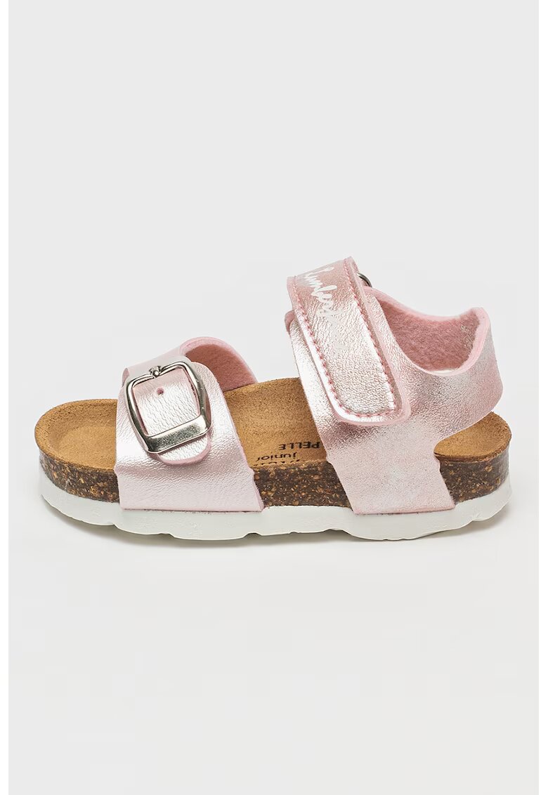 Lumberjack Sandale cu talpa plata si logo Bing - Maro taupe deschis/Roz prafuit