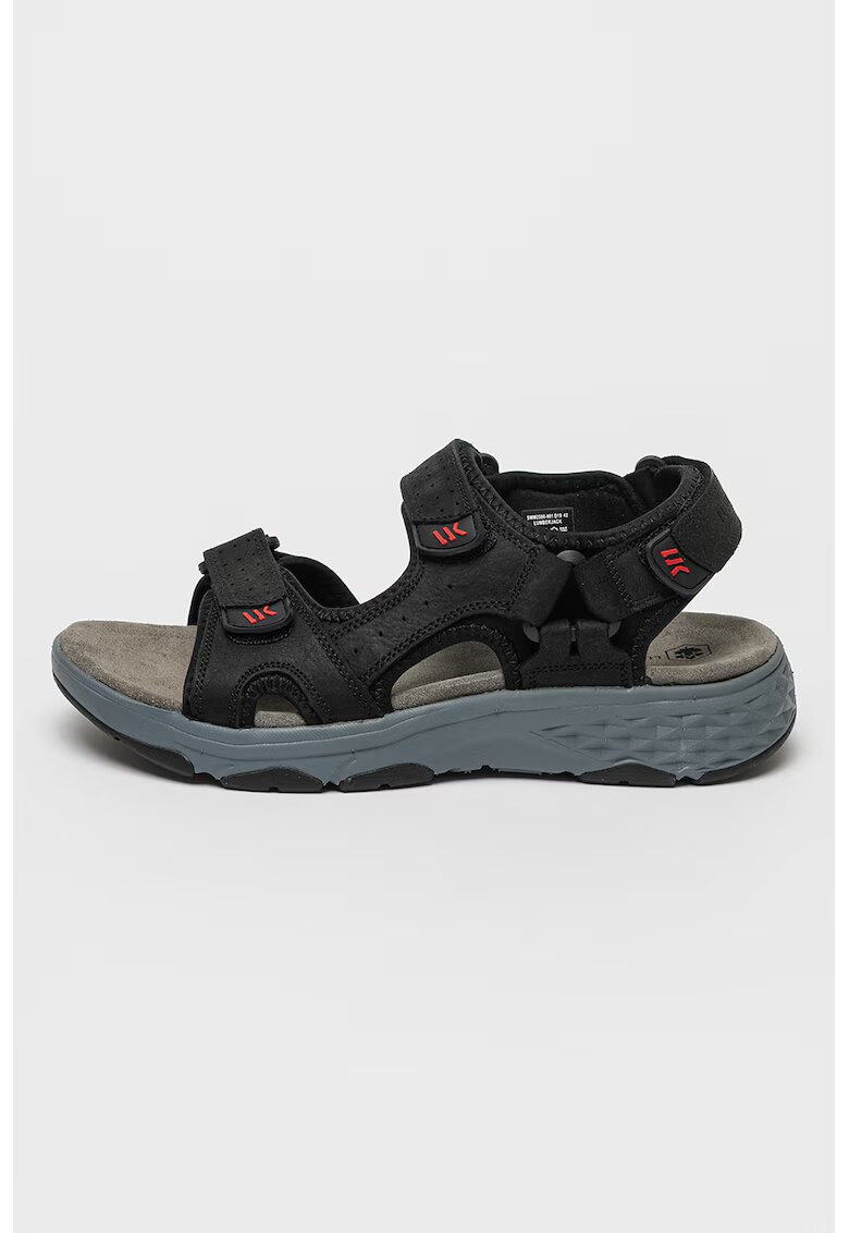 Lumberjack Sandale de piele cu velcro Maui - Gri/Negru stins
