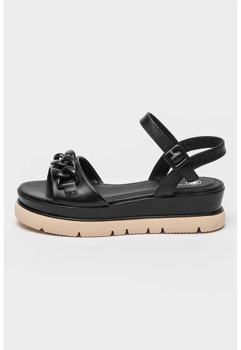 Lumberjack Sandale wedge de piele ecologica - Negru