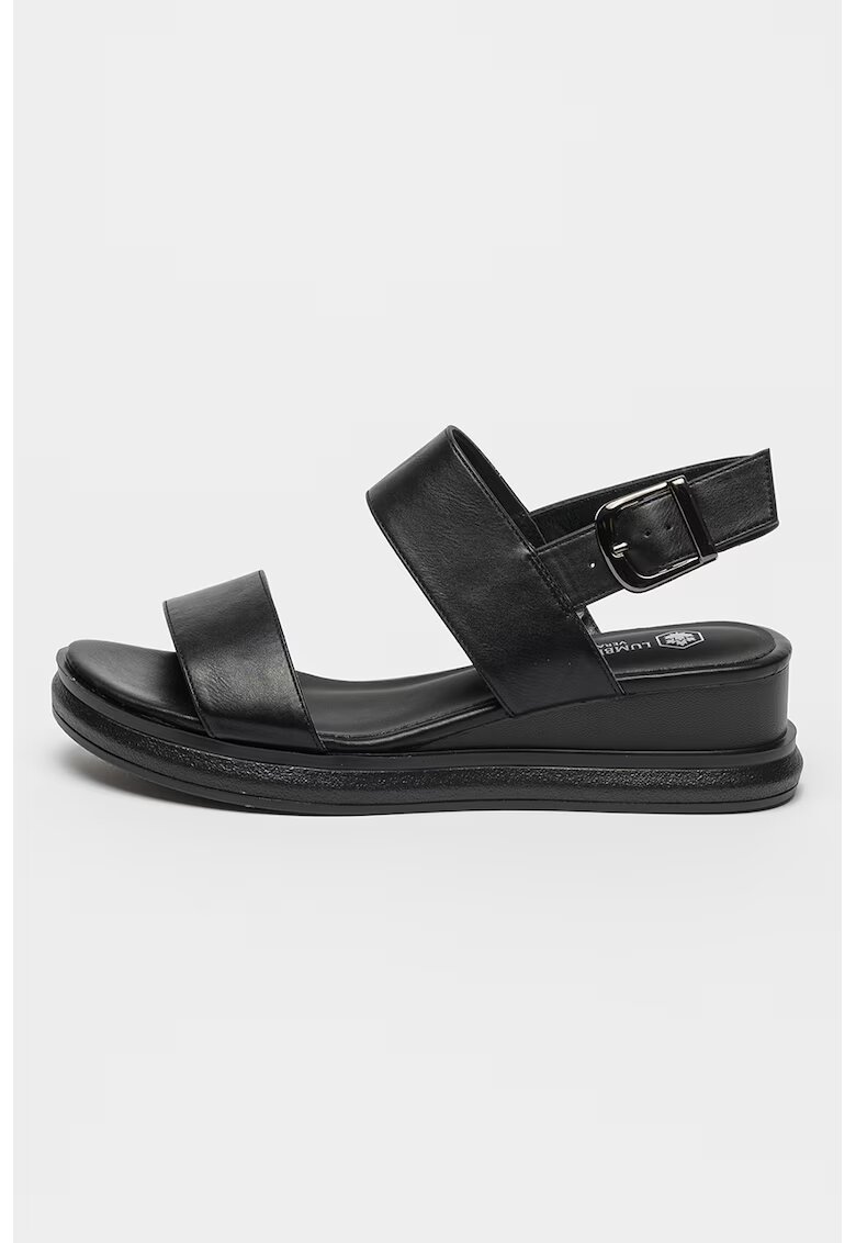 Lumberjack Sandale wedge de piele ecologica - Negru