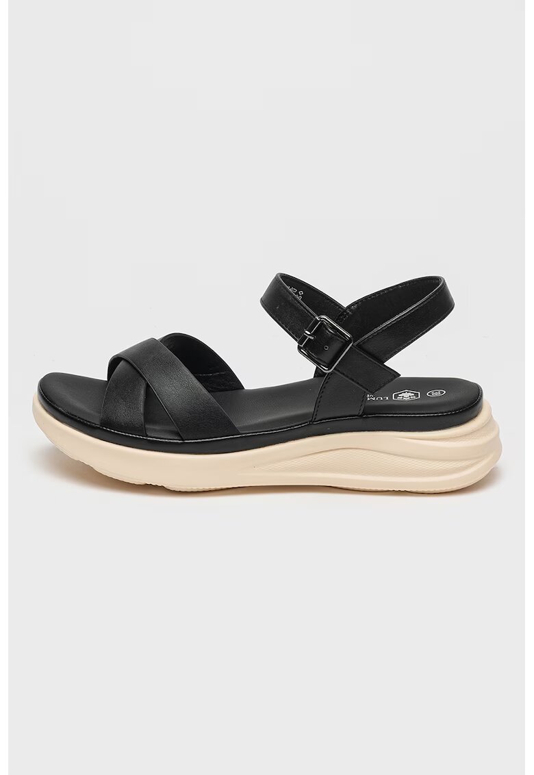 Lumberjack Sandale wedge de piele ecologica Nilla - Negru/Crem
