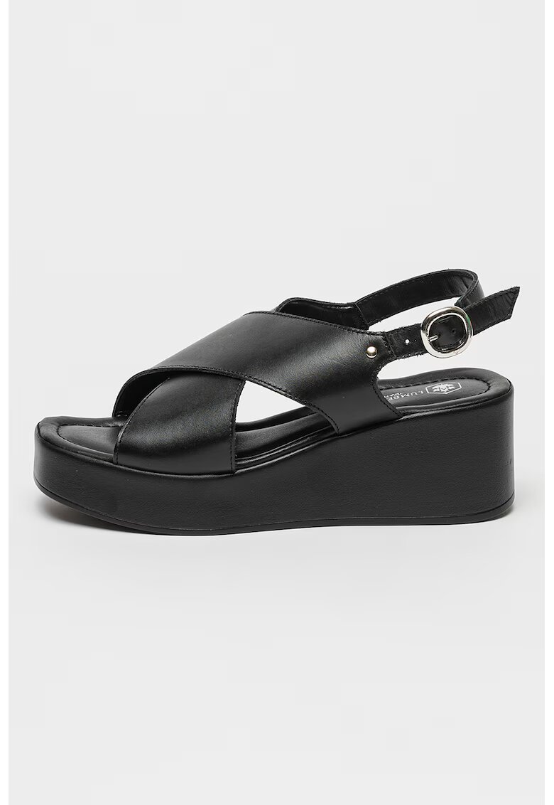 Lumberjack Sandale wedge de piele - Negru