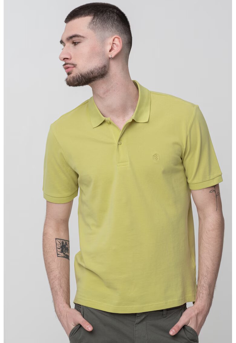 Lumberjack Tricou polo de bumbac pique - Verde fistic