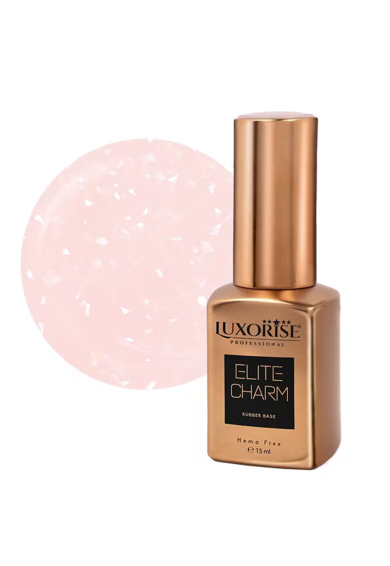 Luxorise Rubber Base Hema Free ELITE CHARM - Salmon Sparkle 15ml