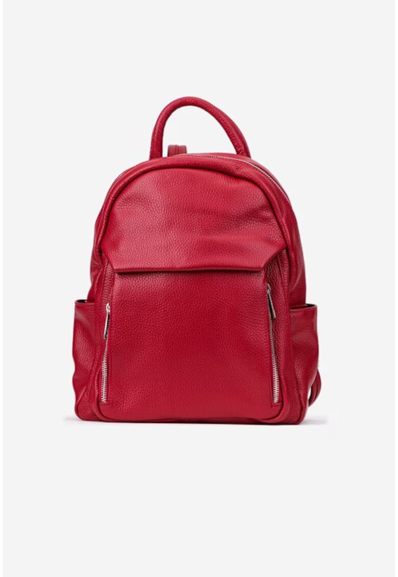 Made in Italy Rucsac dama rosu din piele texturata cu buzunare