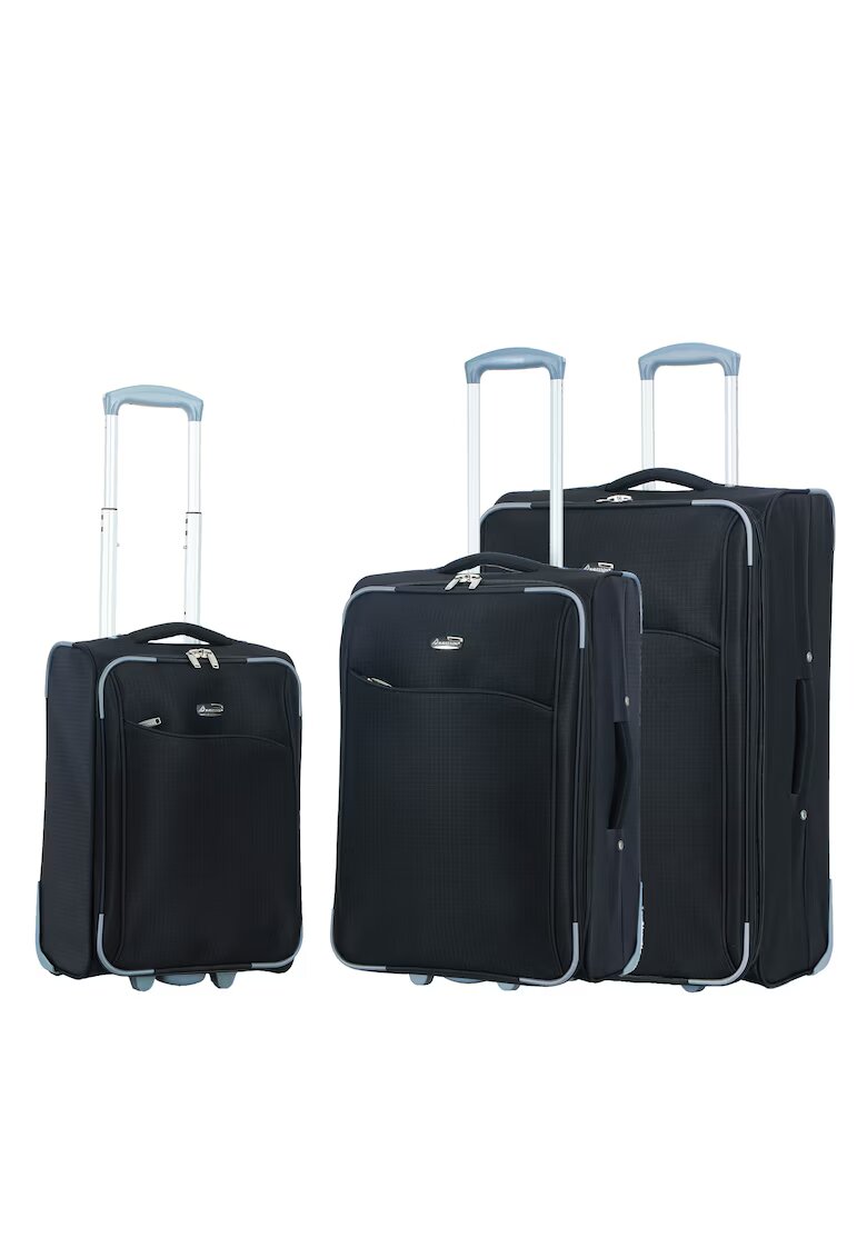 Madisson Set trolere extensibile SW233 - 1 bagaj de cabina si 2 de cala - poliester - 2 roti - negru