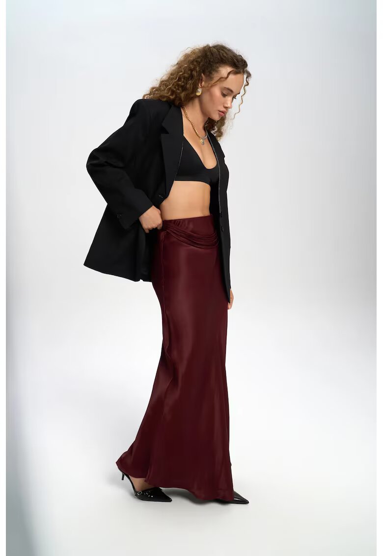 Mai Collection Fusta - HiCCUP - MAI STUDIOS Muirnas Belt Detailed Maxi - rosu burgundy - satin