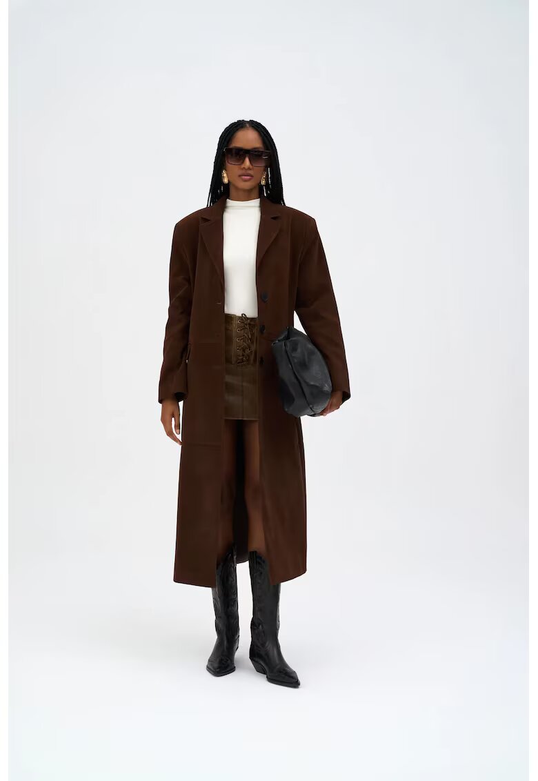 Mai Collection Palton dama - HiCCUP - Selva Suede - maro cafea - textil