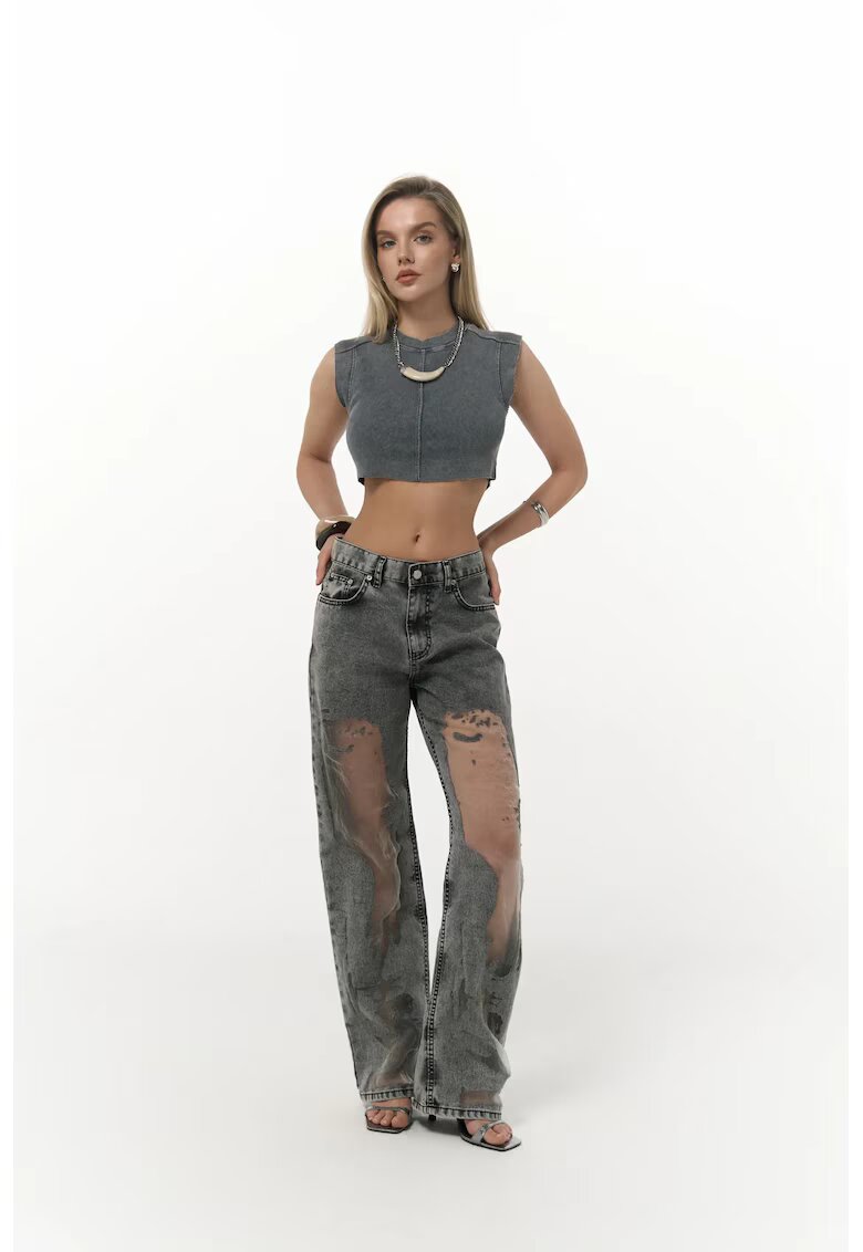 Mai Collection Pantaloni dama - HiCCUP - Trixie - transparent - gri inchis - denim