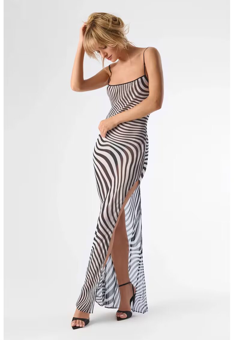 Maison Close Rochie lungă - transparentă cu print stripes - - Negru