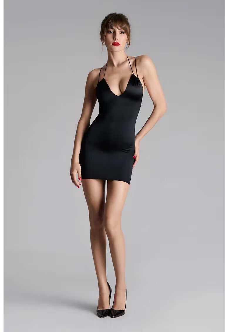 Maison Close Rochie mini cu mânecă scurtă si spatele gol - - Negru