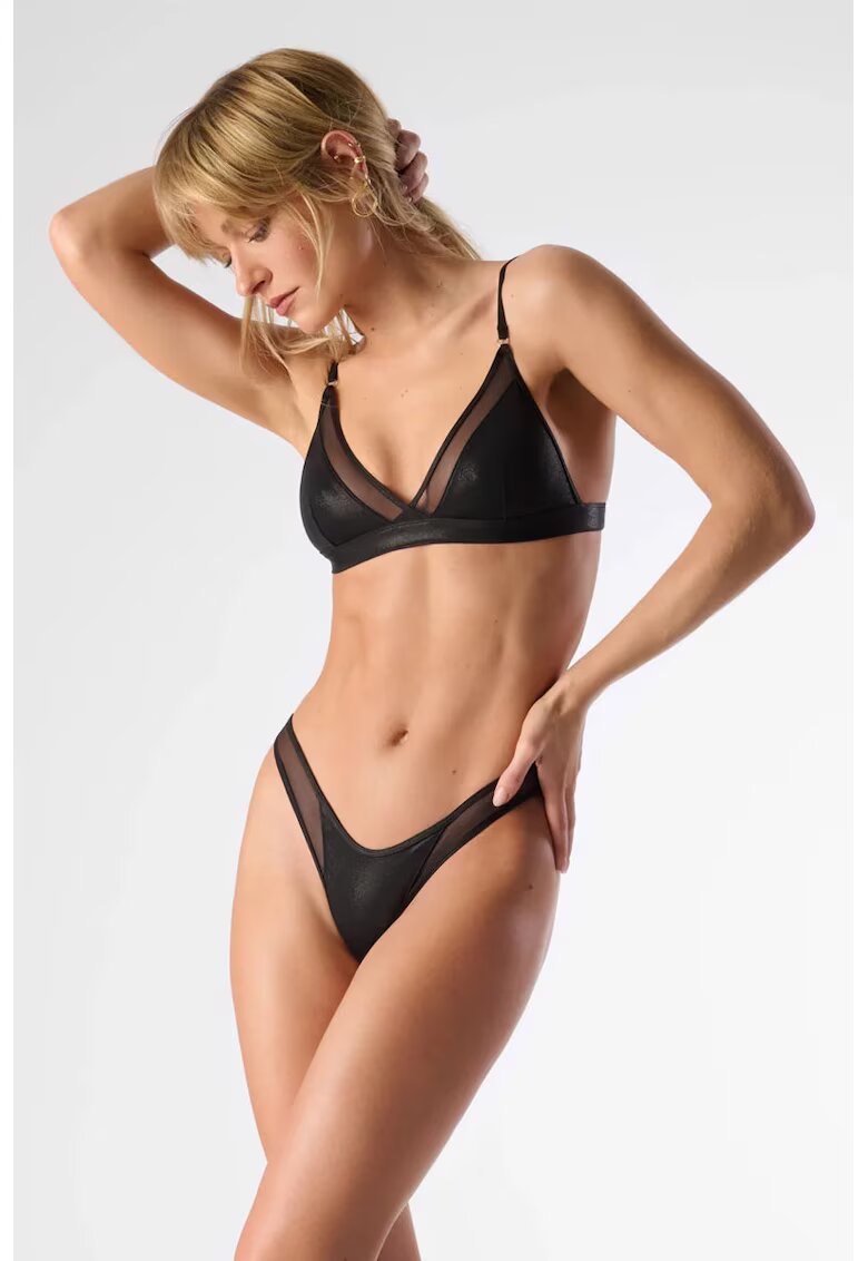 Maison Close Sutien de baie cu detalii transparente - Negru