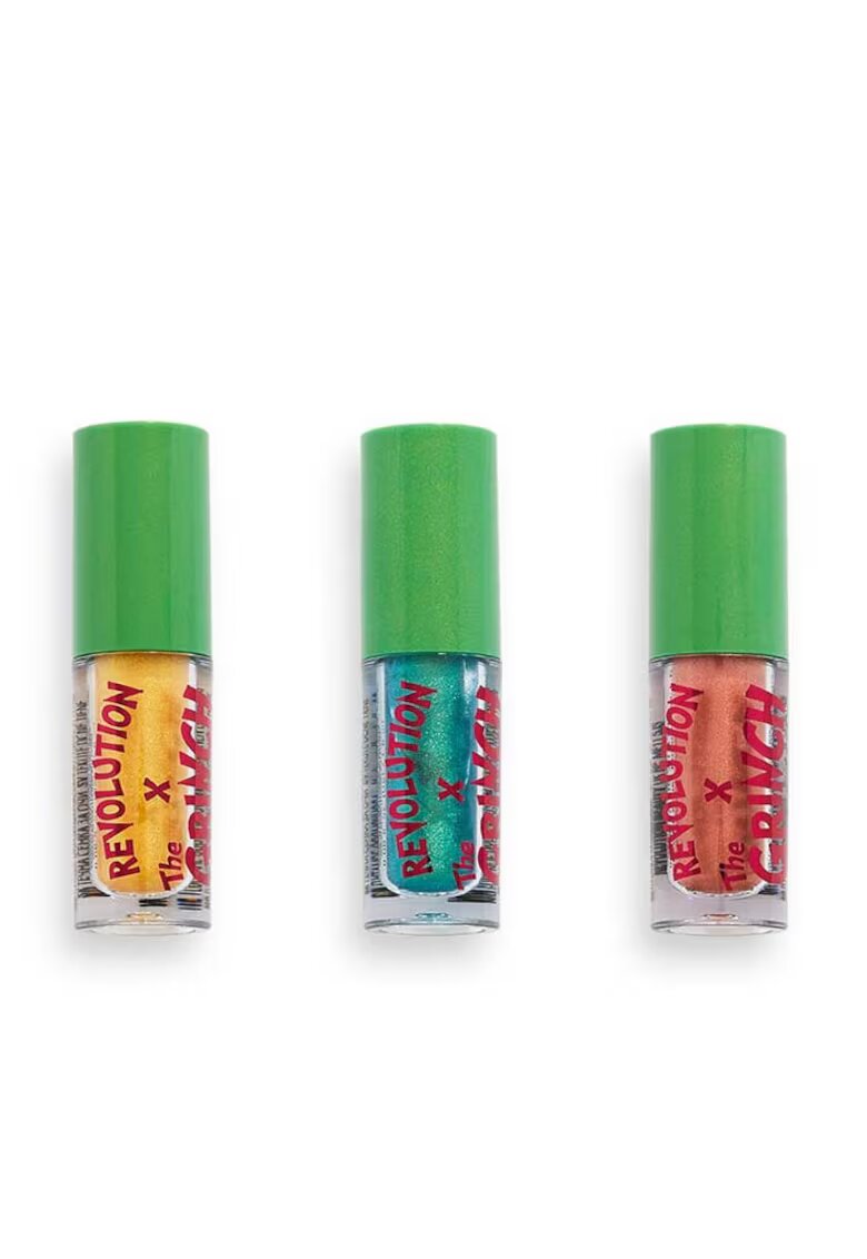 Makeup Revolution Set fard de pleoape lichid Dont Give a Grinch The Grinch x Revolution - 3x1 -8 ml