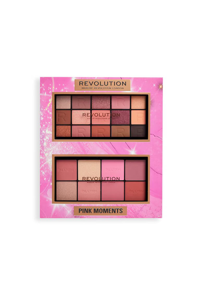 Makeup Revolution Set paleta fard pentru ochi si fata Reloaded Pink Moments - 2 bucati