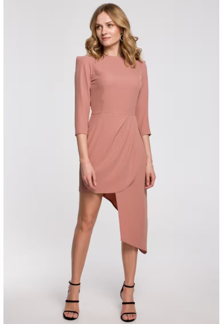 Makover Rochie cu tiv asimetric si pliuri - - Roz