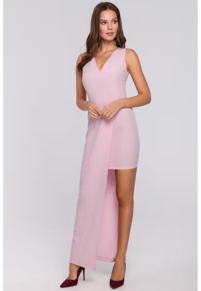 Makover Rochie lunga asimetrica - - Bej/Lila