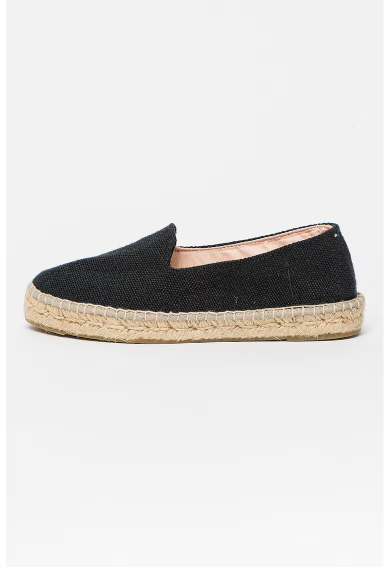 Manebi Espadrile cu aplicatie impletita de iuta - Negru