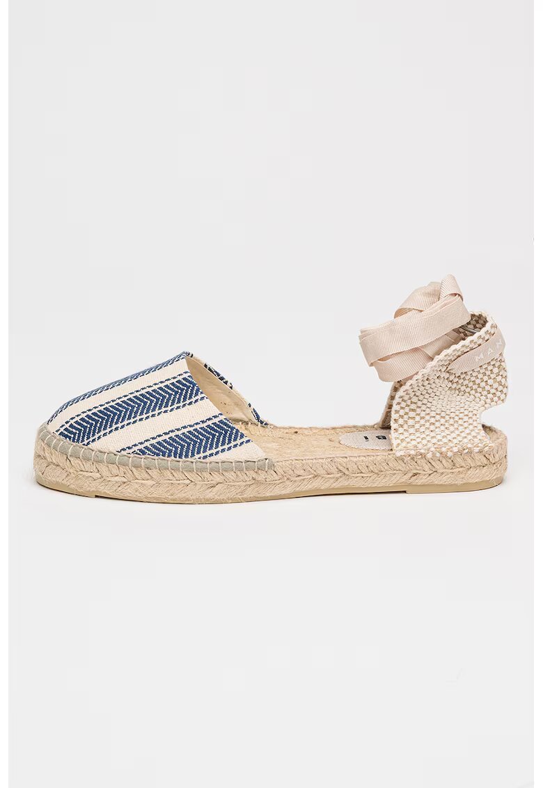 Manebi Espadrile cu model in dungi Portofino - Albastru inchis/Bej deschis