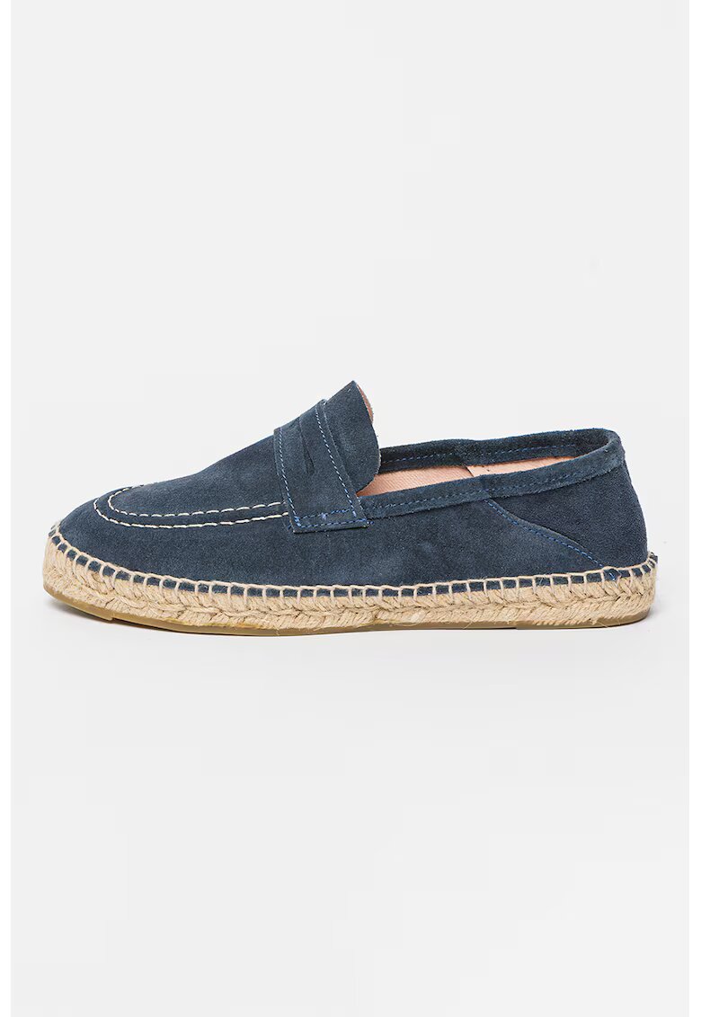 Manebi Espadrile de piele intoarsa cu aplicatie impletita de iuta - Bleumarin