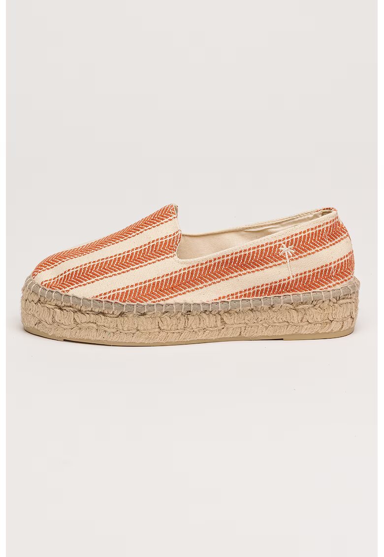 Manebi Espadrile din material textil Portofino - Alb fildes/Bej/Caramiziu