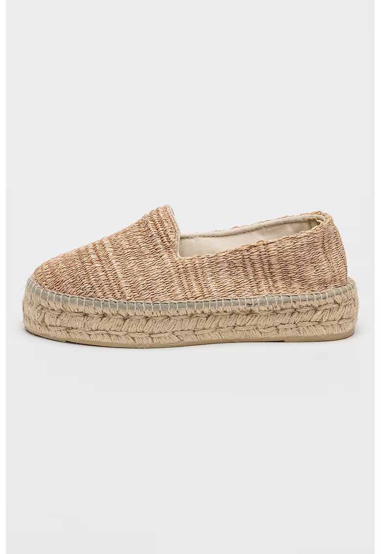 Manebi Espadrile flatform uni - Bej inchis