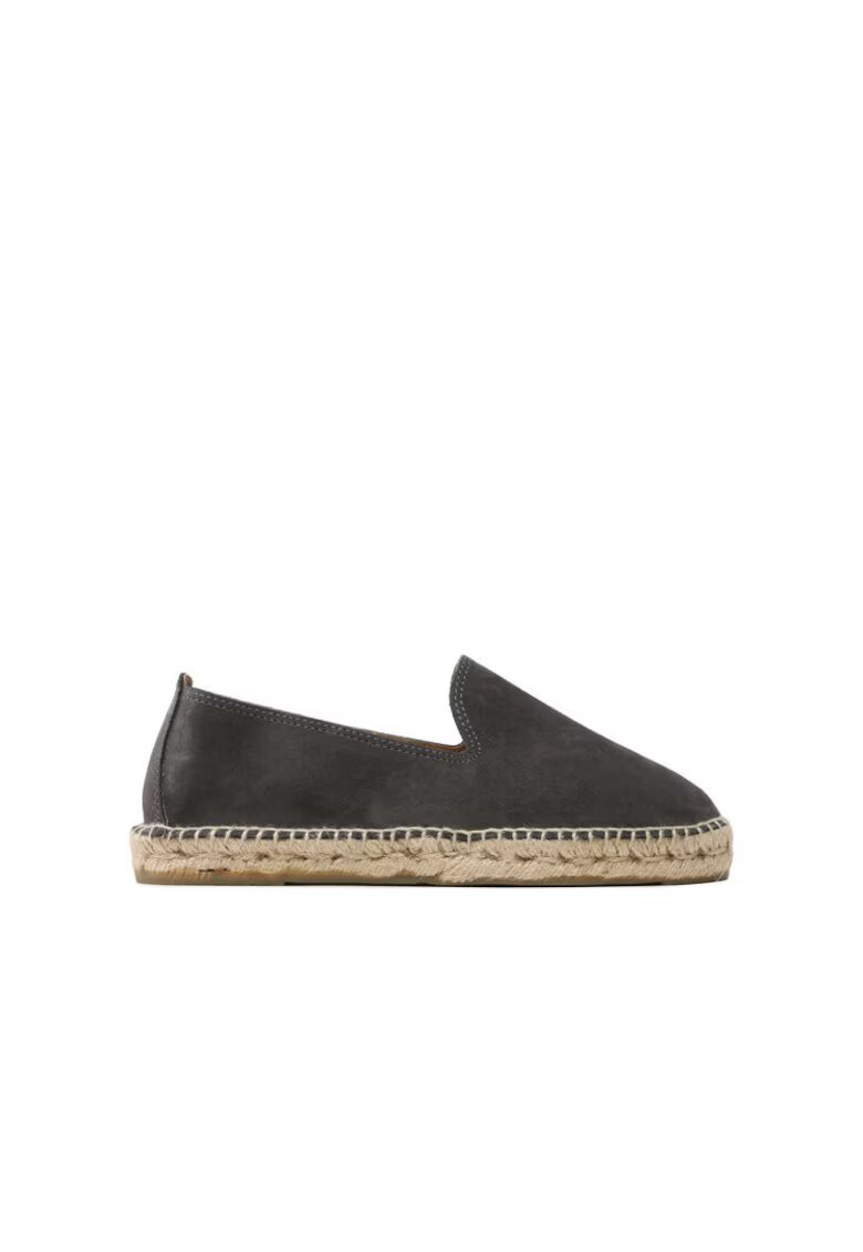 Manebi Mocasini dama piele intoarsa - gri - espadrile plate