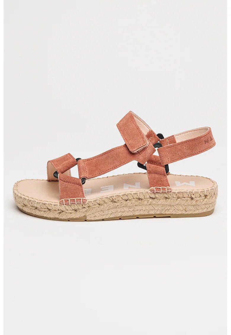 Manebi Sandale cu inchidere velcro Hamptons - Roz prafuit