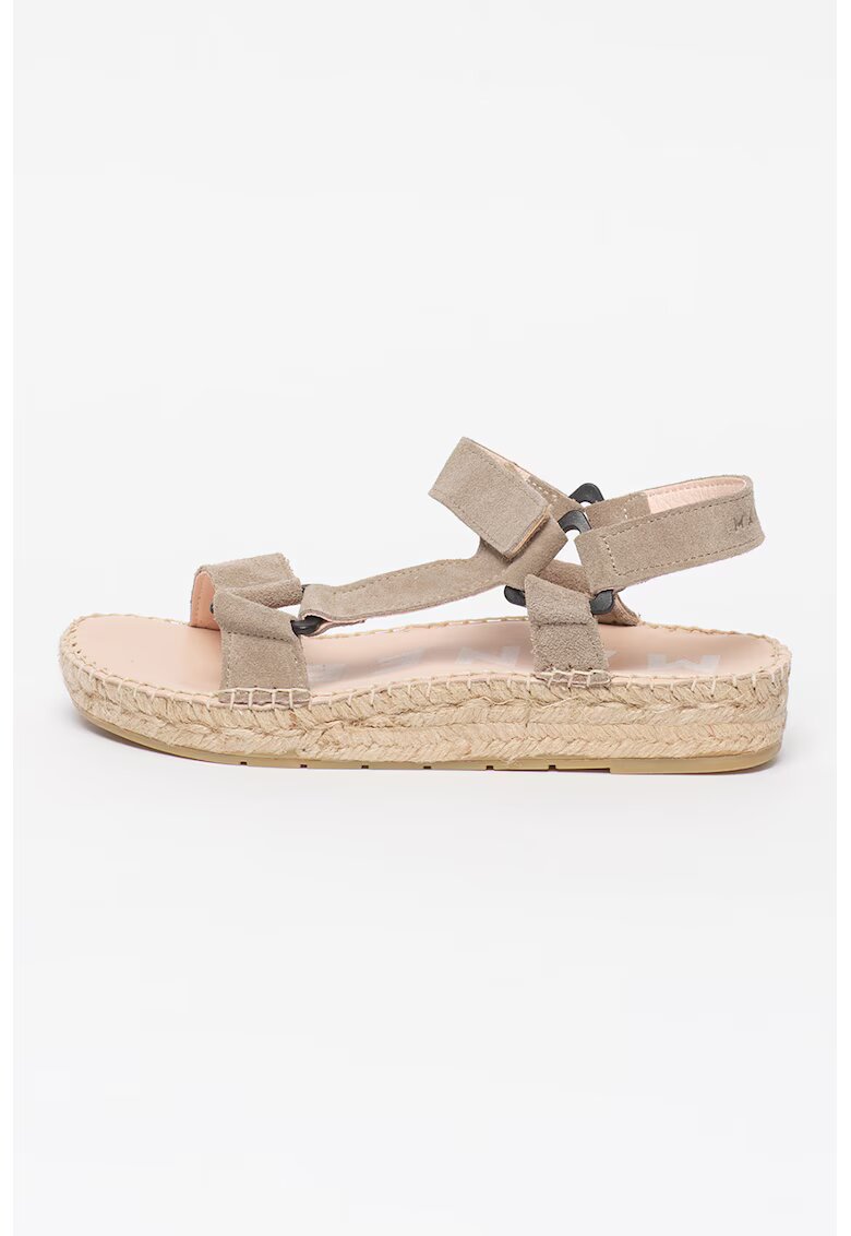 Manebi Sandale tip espadrile de piele intoarsa