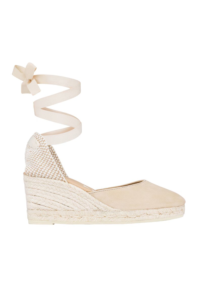 Manebi Sandale tip espadrile wedge Hamptons - Bej/Maro nisip