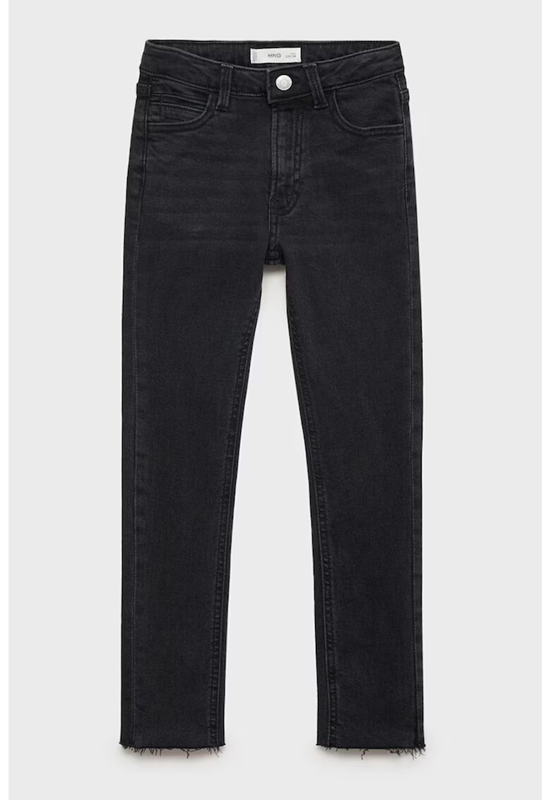 MANGO Blugi skinny-fit cu terminatii nefinisate - Negru