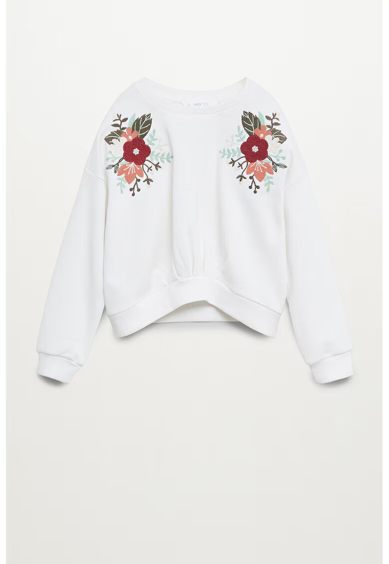 MANGO Bluza sport de bumbac organic - cu broderii florale Flori