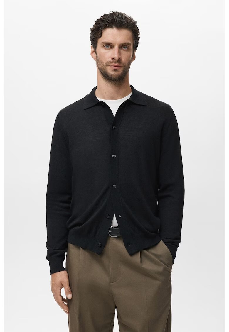 MANGO Cardigan din lana - Negru