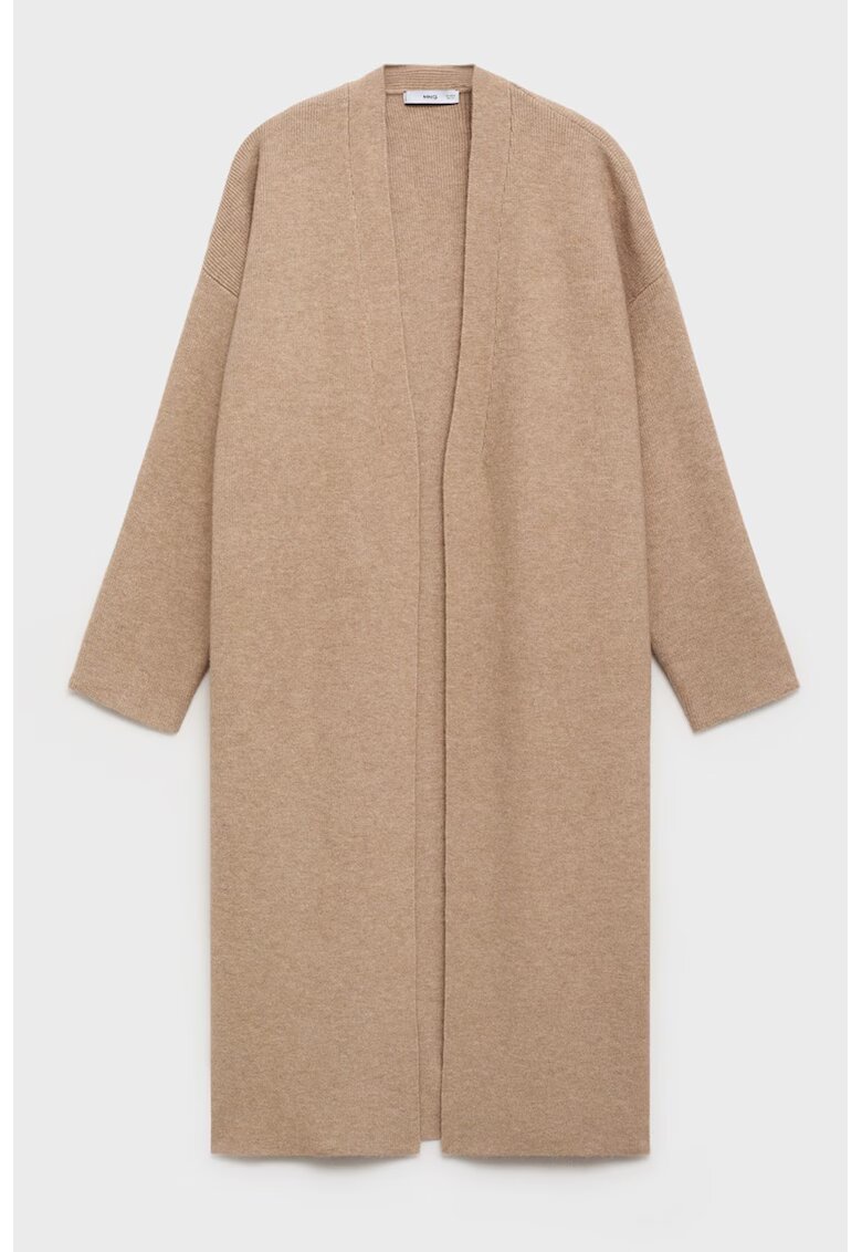 MANGO Cardigan lung cu maneci cazute - fara inchidere - Maro melange