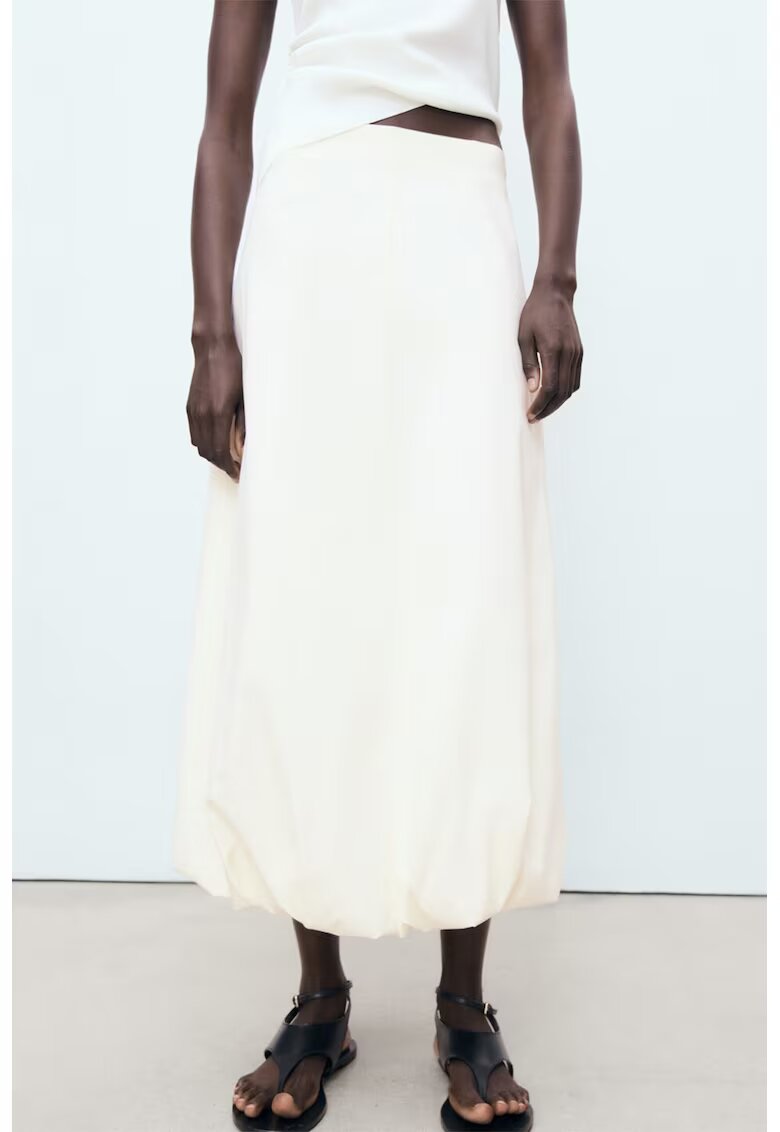 MANGO Fusta maxi cu talie inalta - Crem