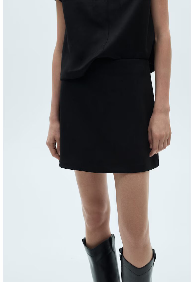 MANGO Fusta mini cambrata - Negru